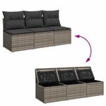 vidaXL Canapé de jardin avec coussins 3 places gris résine tressée