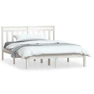 vidaXL Cadre de lit sans matelas blanc bois massif