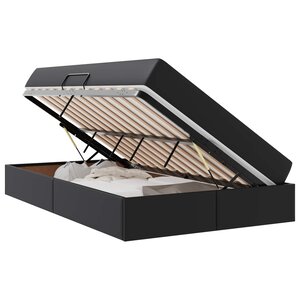 vidaXL Lit avec rangement et matelas avec stockage 2 pc Noir Cuir
