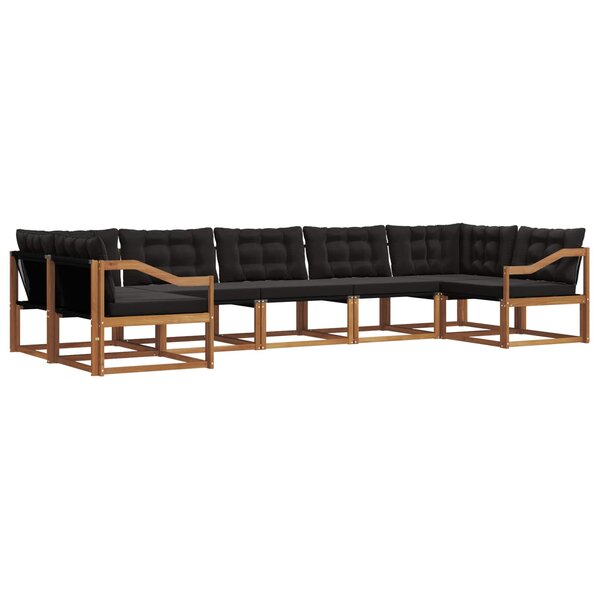 vidaXL Ensemble de canapés d'extérieur 7 pc Naturel et Noir