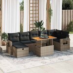 vidaXL Salon de jardin 5 Pièces avec coussins gris résine tressée acacia