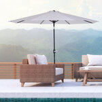Parasol en métal rond polyester 180g/m² manivelle inclinable Ø 3 x 2 45 m blanc