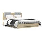 vidaXL Cadre de lit tête de lit et lumières LED chêne sonoma 140x190cm