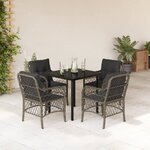 vidaXL Ensemble à manger de jardin 5 Pièces coussins gris résine tressée