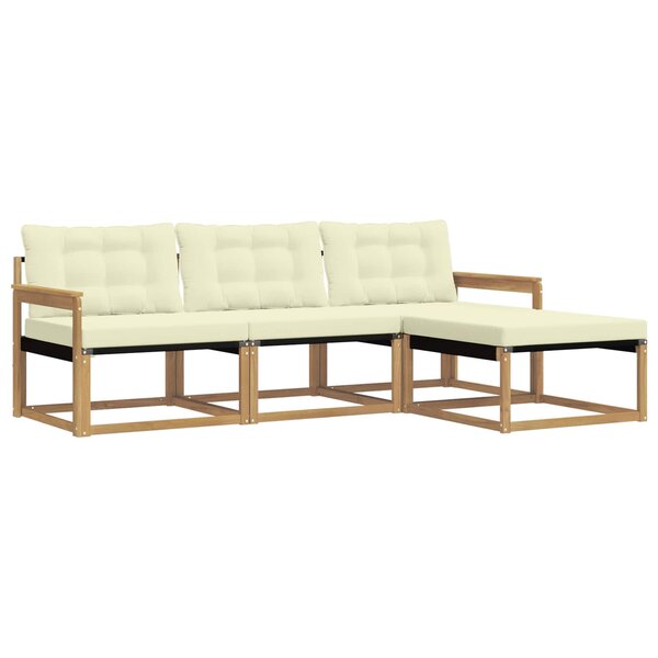 vidaXL Ensemble de canapés d'extérieur 4 pc Blanc et crème