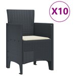 Ensemble de repas de jardin 11 pièces avec coussins en poly rattan anthracite vidaXL