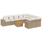 vidaXL Salon de jardin avec coussins 10 Pièces beige résine tressée
