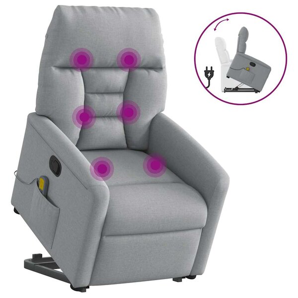 vidaXL Fauteuil de massage inclinable Gris clair Tissu