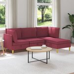 vidaXL Canapé modulaire avec rangement 4 Pièces Bordeaux Tissu