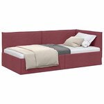 vidaXL Cadre de lit d'angle Bordeaux 90 x 190 cm tissu