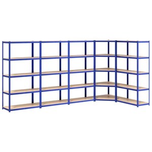 vidaXL Étagères à 5 niveaux 5 Pièces Bleu Acier et bois d'ingénierie