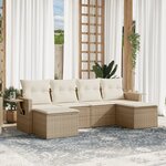vidaXL Salon de jardin avec coussins 6 Pièces beige résine tressée