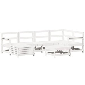 vidaXL Salon de jardin 7 Pièces blanc bois de pin massif
