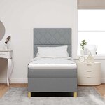 vidaXL Lit avec sommier et matelas gris clair 100x200 cm tissu