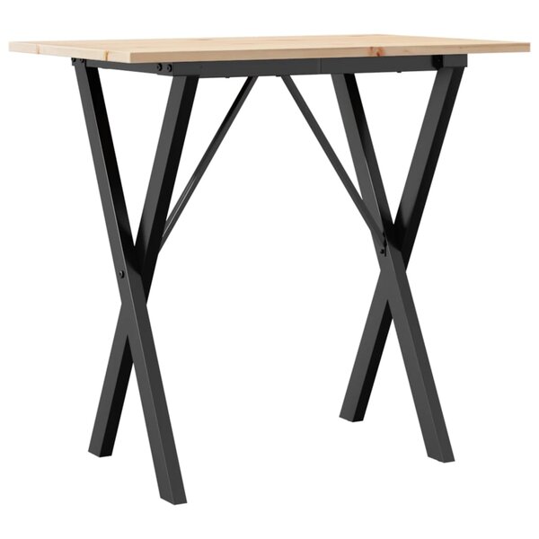 vidaXL Table à manger cadre en X 80x50x75 cm bois de pin massif fonte