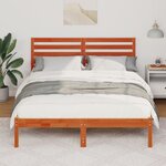 vidaXL Cadre de lit Marron cire 135 x 190 cm Bois massif en pin