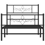 vidaXL Cadre de lit métal sans matelas et pied de lit noir 100x200 cm