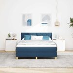 vidaXL Lit à ressorts avec matelas Bleu 160 x 200 cm tissu