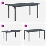 vidaXL Ensemble de Salle à Manger de Jardin de 7 Pièces en Acier Noir et Poly Rattan