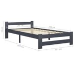 vidaXL Cadre de lit sans matelas gris foncé pin massif 100x200 cm