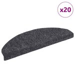 vidaXL Tapis d'escalier autocollants 20 pièces 65 x 21 x 4 cm Gris foncé Demi-rond Grand