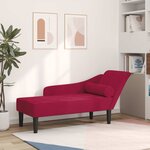 vidaXL Chaise longue avec coussins rouge bordeaux velours