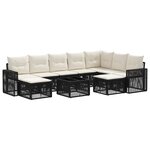 vidaXL Ensemble de canapé de jardin 10 Pièces Noir et blanc crème