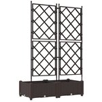vidaXL Jardinier avec Treillis 2 Pièces Marron 80x40x125 5 cm