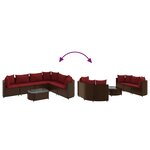 vidaXL Salon de jardin avec coussins 7 Pièces marron résine tressée