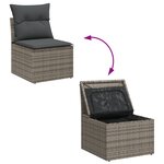 Ensemble de canapés de jardin de 7 pièces avec coussins gris poly rattan acacia