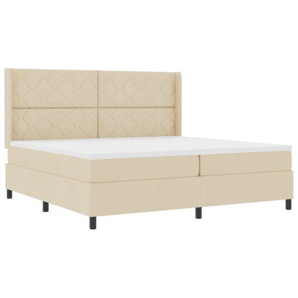 vidaXL Lit Box Spring avec matelas et LED Crème 200x200 cm en tissu.