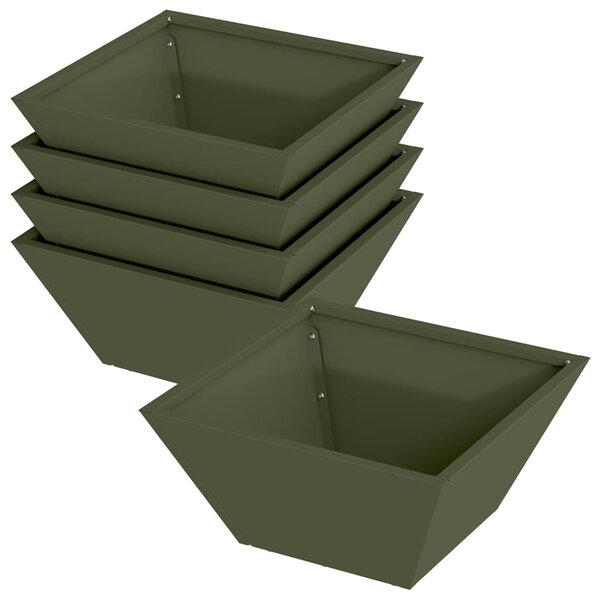 vidaXL Pot de jardin en forme de bol 5 Pièces Vert olive 35 x 35 x 15 cm