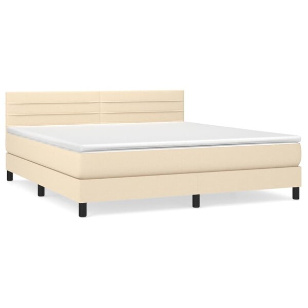 vidaXL Sommier à lattes de lit avec matelas Crème 180x200 cm Tissu