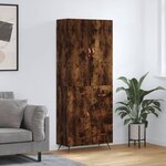 vidaXL Buffet haut Chêne fumé 69 5x34x180 cm Bois d'ingénierie