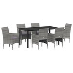 vidaXL Ensemble de repas de jardin 7 pièces en poly rotin gris