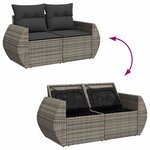 vidaXL Salon de jardin avec coussins 7 Pièces gris résine tressée