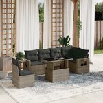 vidaXL Salon de jardin avec coussins 7 Pièces gris résine tressée