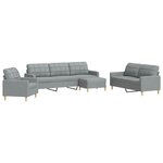 vidaXL Ensemble de canapés 4 Pièces avec repose-pied gris clair tissu