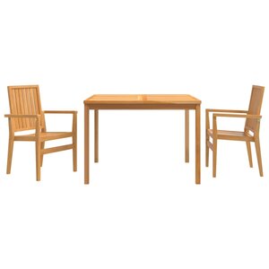 vidaXL Ensemble à manger de jardin 3 Pièces Bois de teck massif