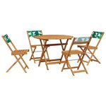 vidaXL Ensemble à manger de jardin 5 Pièces motif de feuilles tissu bois