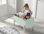 KIDDY Menthe Lit simple en bois laqué et brut et sommier + Chevet 1 porte + Coffre à jouets