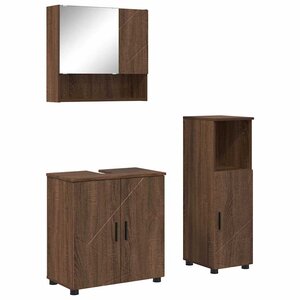 vidaXL Ensemble de mobilier de salle de bain 3 Pièces Chêne brun