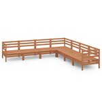 vidaXL Salon de jardin 7 Pièces Bois de pin massif Marron miel
