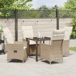 vidaXL Ensemble de salle à manger pour jardin 5 Pièces Beige Poly rotin