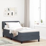 Lit à ressorts avec matelas gris foncé 90x200 cm en velours