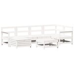 vidaXL Salon de jardin 7 Pièces blanc bois de pin massif