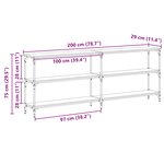 vidaXL Table console Chêne noir 200 x 29 x 75 cm