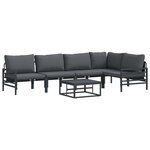 vidaXL Ensemble de canapé de jardin avec coussin 6 Pièces Noir Acier