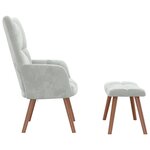 vidaXL Chaise de relaxation avec repose-pied Gris clair Velours