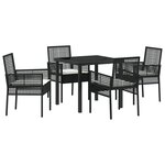 vidaXL Ensemble de salle à manger de jardin 5 pièces avec coussins en rattan poly noir